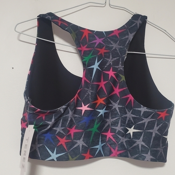 NWT Terez Women's Black Gray Starfish Multi Stars Sports Bra Size - Picture 4 of 4